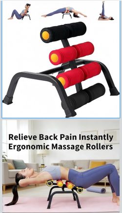 Mini Inversion Table with 8 Massage Rollers, Back Stretching Machine & Back Popper, 400LBS Capacity Spinal Decompression Table for Home Gym