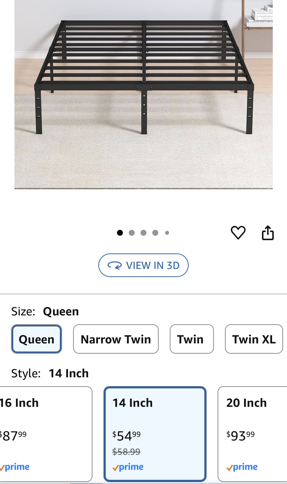 Metal bed frame Queen No Box Spring Needed