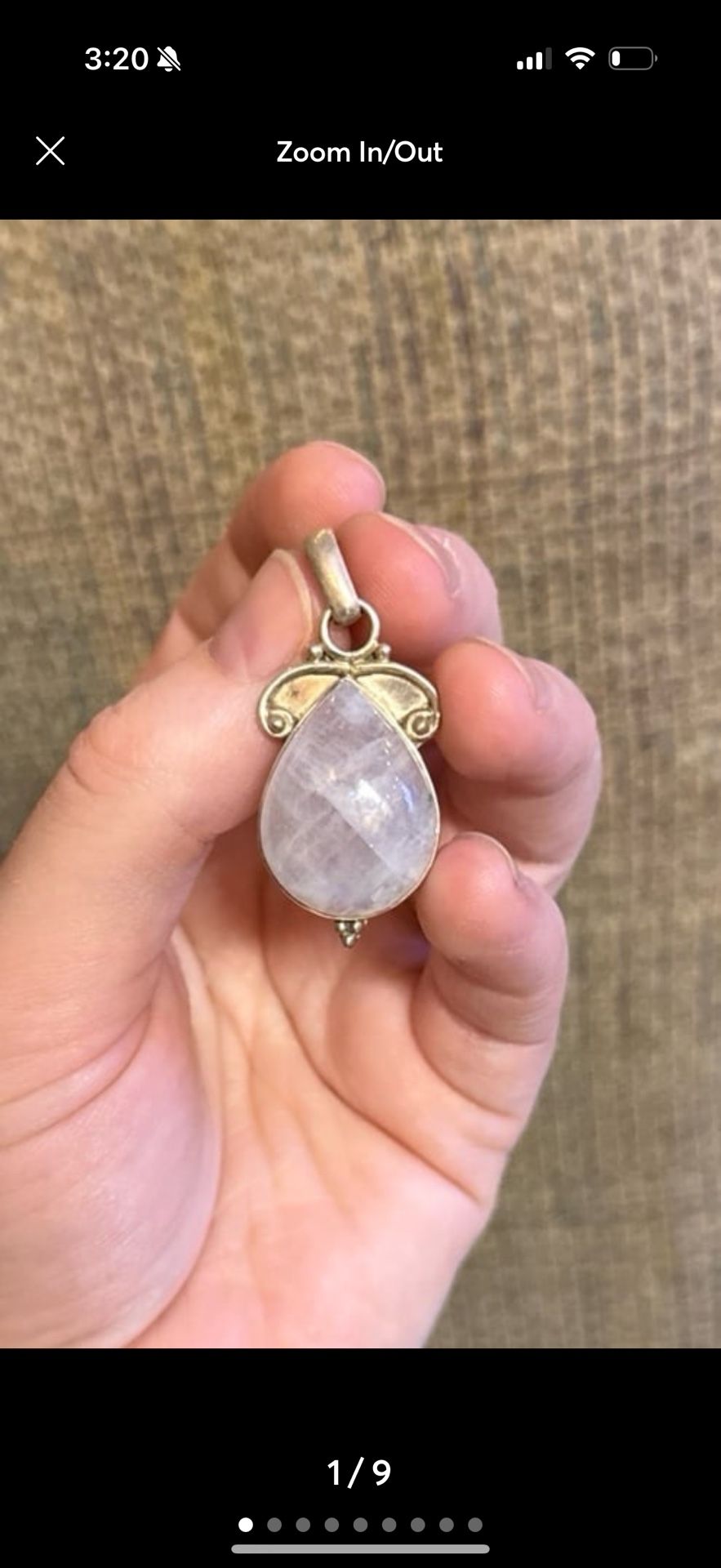 Silver quartz crystal gemstone pendant