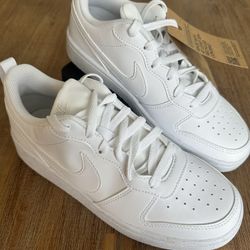 Youth Nike All White Court Borough Low Sneakers
