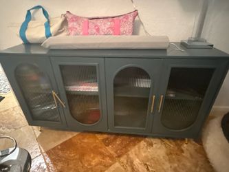 Wood and glass door cabinet