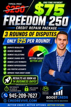 $75 CREDIT REPAIR | 3 FULL ROUNDS OF DISPUTES | 6/10 SLOTS TAKEN