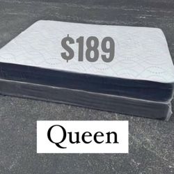 NEW QUEEN SIZE MATTRESS AND BOX SPRING - 2PC 