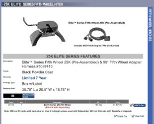 Reese Elite RE 25 5th Wheel Hitch