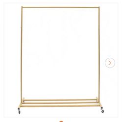 Freestanding Gold Metal Rolling Clothes Rack