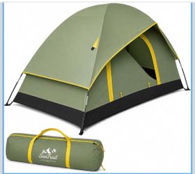 1 Person Camping Tent, Lightweight 2-Layer Waterproof Backpacking Tent ROOMY 1-PERSON DESIGN, DUAL-LAYER WATERPROOF, LIGHTWEIGHT & COMPACT, STRONG 8MM