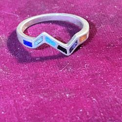 Multicolored stone sterling silver Zuni ring