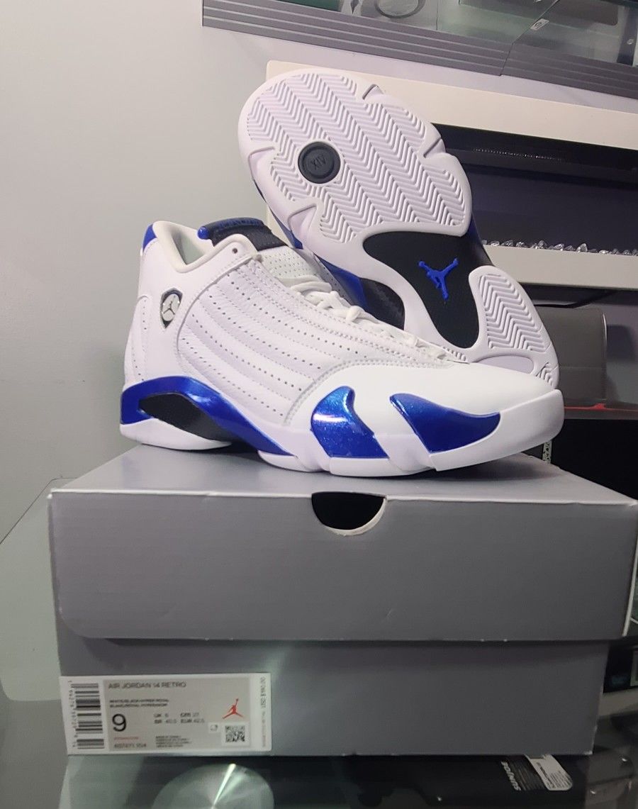 Jordan 14 Retro White Hyper Royal Size 9 Brand New