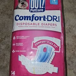 NEW 14 M/L Disposable Female Dog Diapers OUT! PetCare Comfort-DRI M/L (14 Count)
