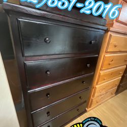 Tall Boy Jumbo Pinewood Five Drawer Dresser Double Knob Fully Assembled Mueble 