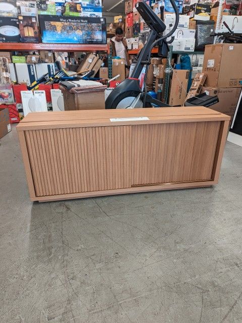 Beautiful Fluted TV Stand / Console for TV’s up to 70” by Drew Barrymore, Warm Honey Finish
