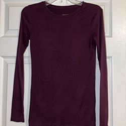 Free Purple Scoop Neck Long Sleeve Blouse 