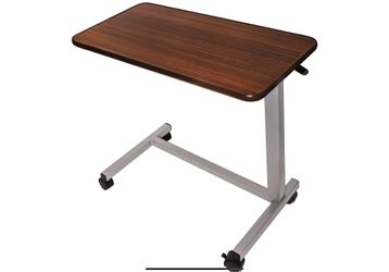 Medical Adjustable Overbed Bedside Table With Wheels