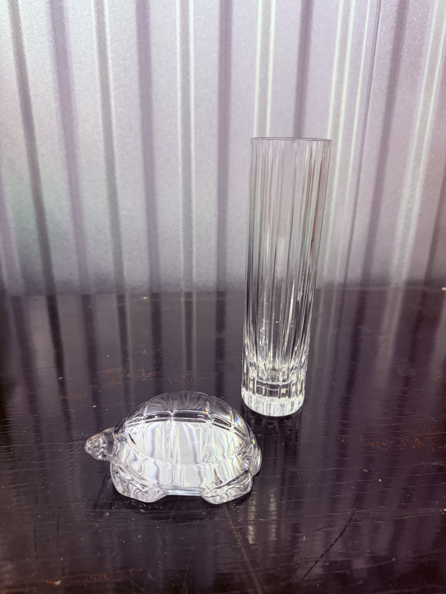 Bacaarat Crystal Turtle, Bud Vase, Wine Glasses