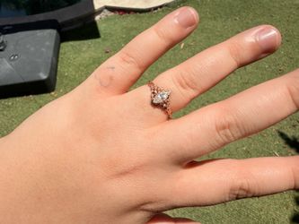 OBO 14k Rose Gold Engagement Ring Moissanite and Sapphire