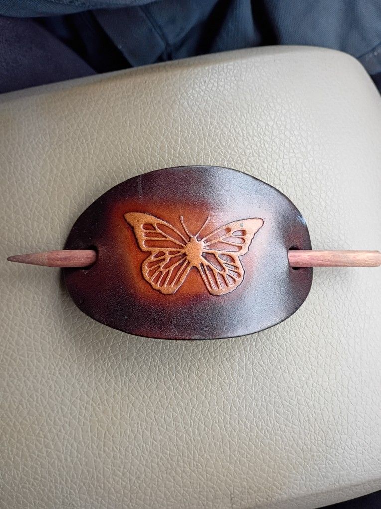 Leather Butterfly Imprinted Hair Piece