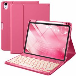 Pink iPad (A16) 10th/11th Gen Wireless Keyboard Case with Pencil Holder – Bluetooth Keyboard