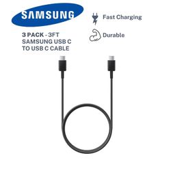 3x Pack Samsung Fast Charger Cable 25w 3 Feet Long 