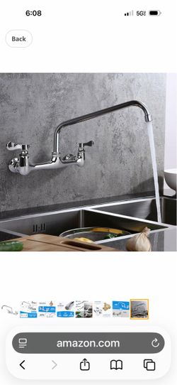 Wall Mount Kitchen Faucet 8" Center Commercial Sink Faucet with 8" Swivel Spout K8 ch $40