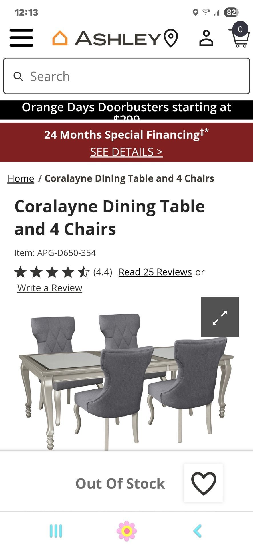 Coralayne Silver Dinning Table Expandable With 6 Chairs