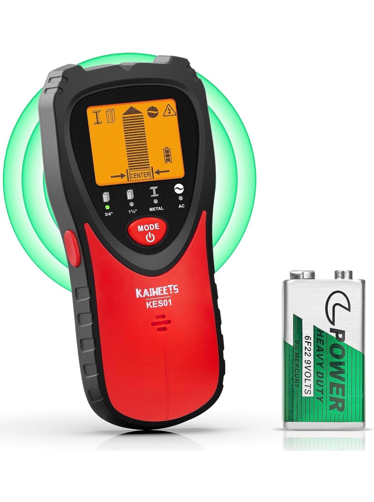 KAIWEETS Stud Finder Wall Scanner, 5 in 1 Electronic Stud Detector with 3 Color LCD Display and Audio Alarm, Stud Sensor Beam Finders for The Center
