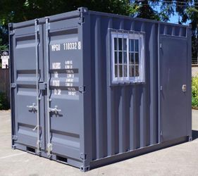 2025 11' Storage Steel Container w/ Side Window, Steel Door &amp; Fork Pockets