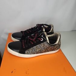 Zadig & Voltaire Paris Women's Leather Gold Black Size 7.5 