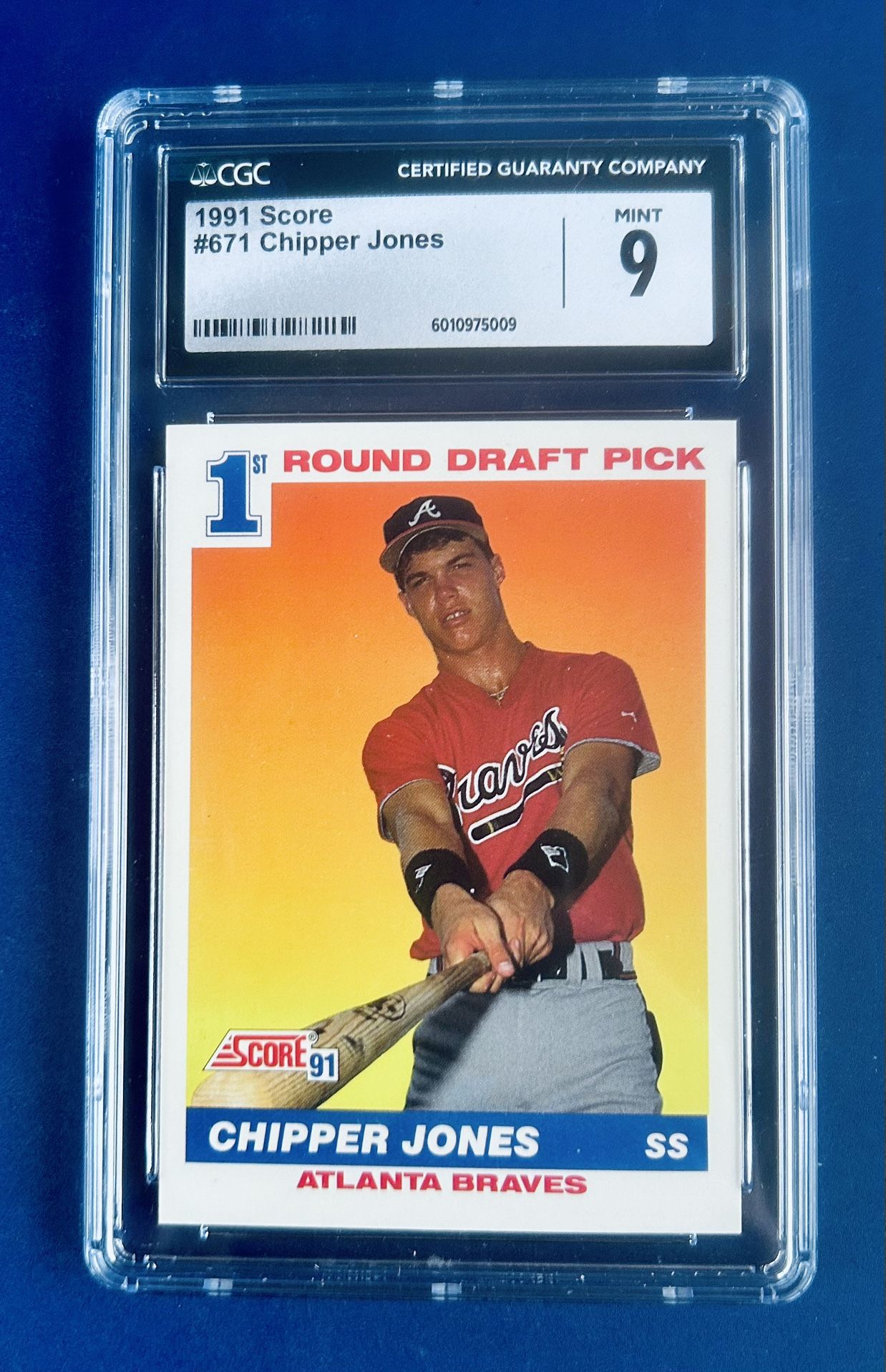 1991 Score Chipper Jones Rookie Baseball Card Graded CGC 9