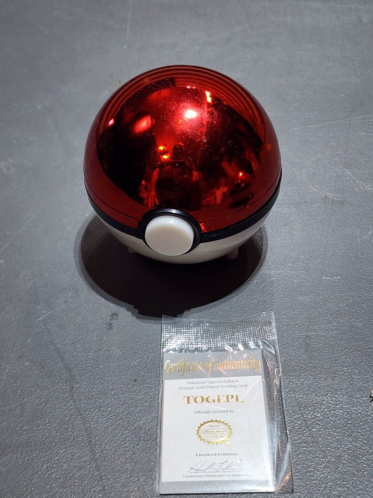 VINTAGE 1999 23kt GOLD PLATED MEWTWO POKEMON CARD POKEBALL w/ COA BURGER KING