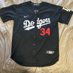 Los Angeles Dodgers Valenzuela Jersey Black 