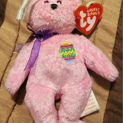 Eggs Teddy Bear Ty Beanie Baby Plush Stuffed Animal 5" Pink 2000
