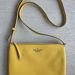 Kate Spade New York Yellow Pebbled Leather Crossbody Shoulder Bag