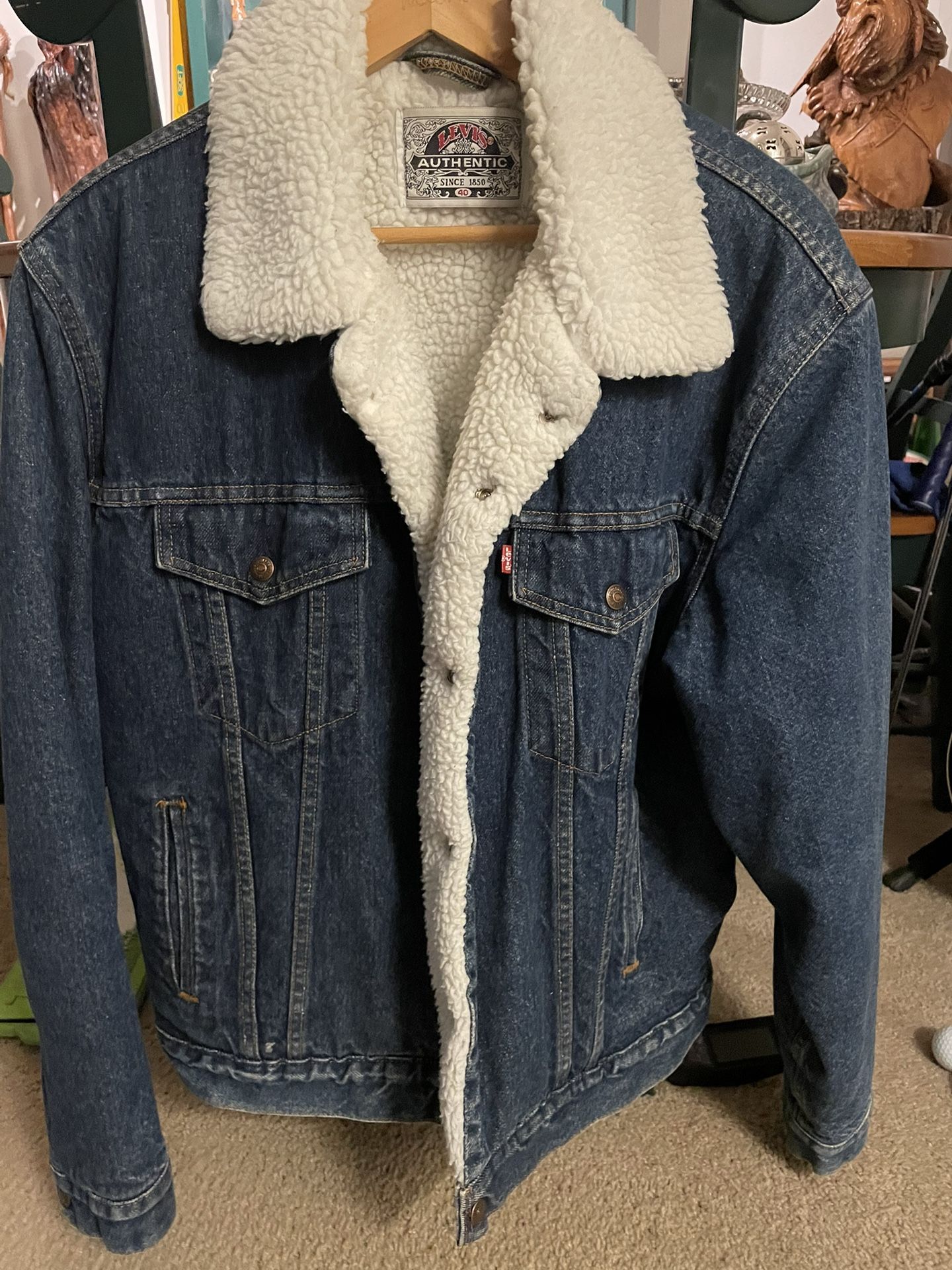 Vintage Levi Sherpa Lined Jacket Size 40 Excellent Condition