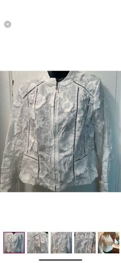 INC International Concepts White Textured Blazer M