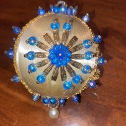 Beaded Christmas Ornaments Lot of 8 Vintage Crafted Sequins Beads Satin Balls 1960