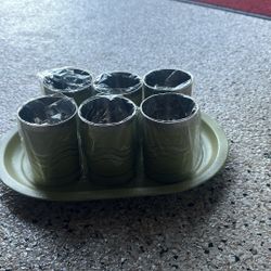 Stainless Steel 6 pc green glasses