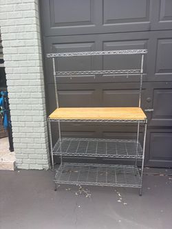 Regency 18" x 36" x 64" Chrome Baker's Rack Wire Shelf with Hardwood Cutting Board-rack