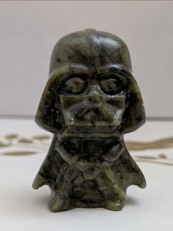 Natural Green Jade Darth Vader Crystal Carving