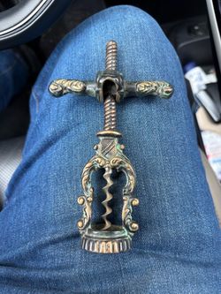 Vintage solid, brass corkscrew