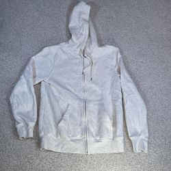H&M Basic Men's Small Light Gray Off White Full Zip Hoodie With Pockets