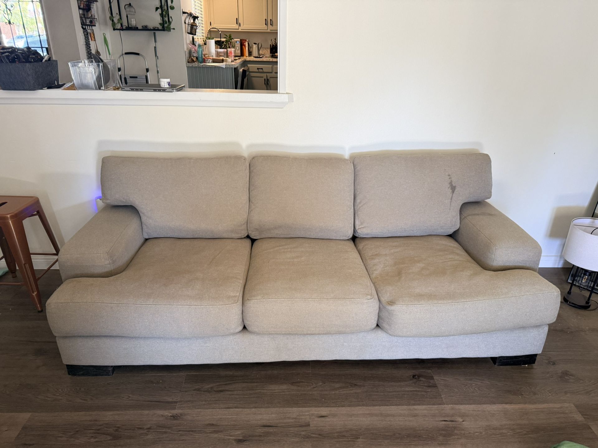 94in Gray Sofa Extra Comfy