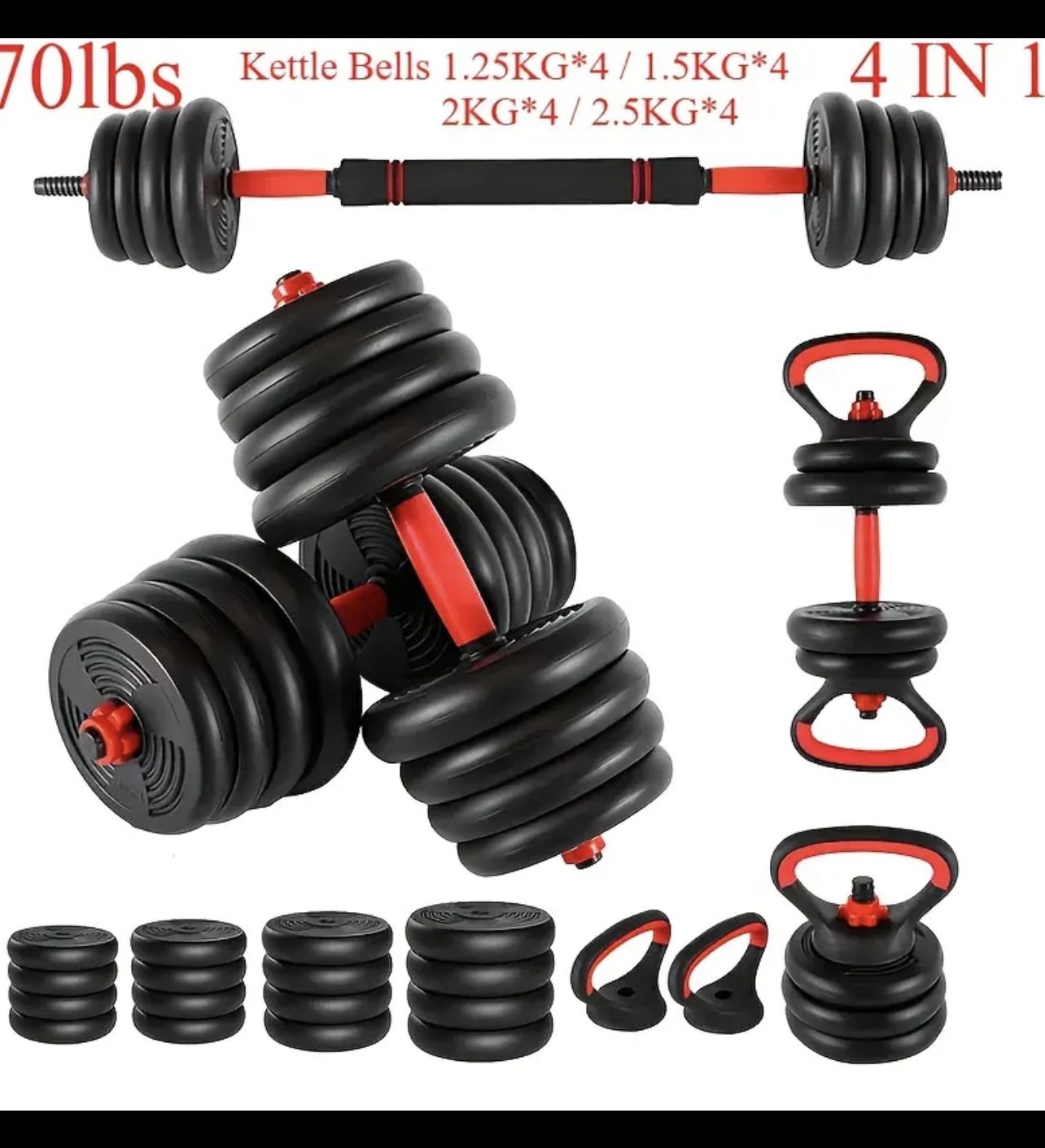 70 Pound 4 In 1 Adjustable Dumbbell Set