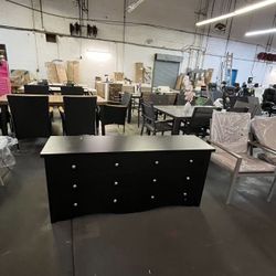6 Drawer Dresser for Bedroom, Wood Dresser Wide Storage Organizer for Living Room Hallway Closets (Dark Black)  💥brand new in box💥 🔥$150🔥  Warehou