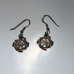 Vintage Coin Design Jewelry Set/Silver Gold Necklace/Earrings