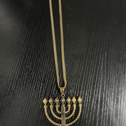 Hanukkah Menorah Gold Chain