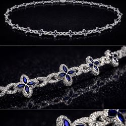 Moissanite Flower Link Chain 22.2” | 12.34 CTW | VVS D Color | 925 Silver