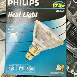Philips 175w Clear Heat Lamp Bulb 120 volts 5000 hours Medium Base PAR38 