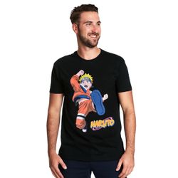 Naruto Uzumaki Kick T-Shirt Black Small