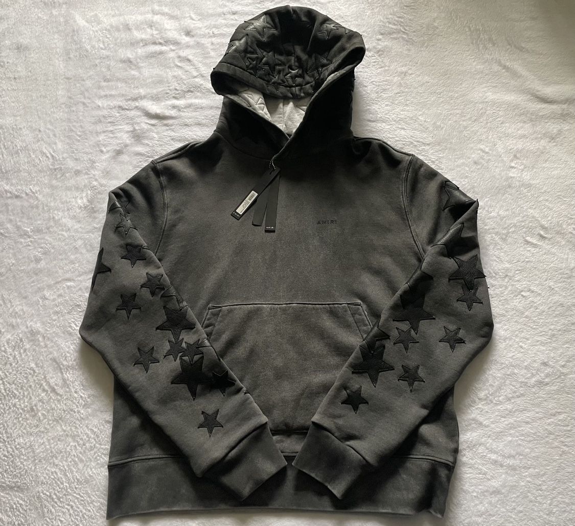 Amiri Pigment Spray Star Patch Hoodie ‘Heather Black  