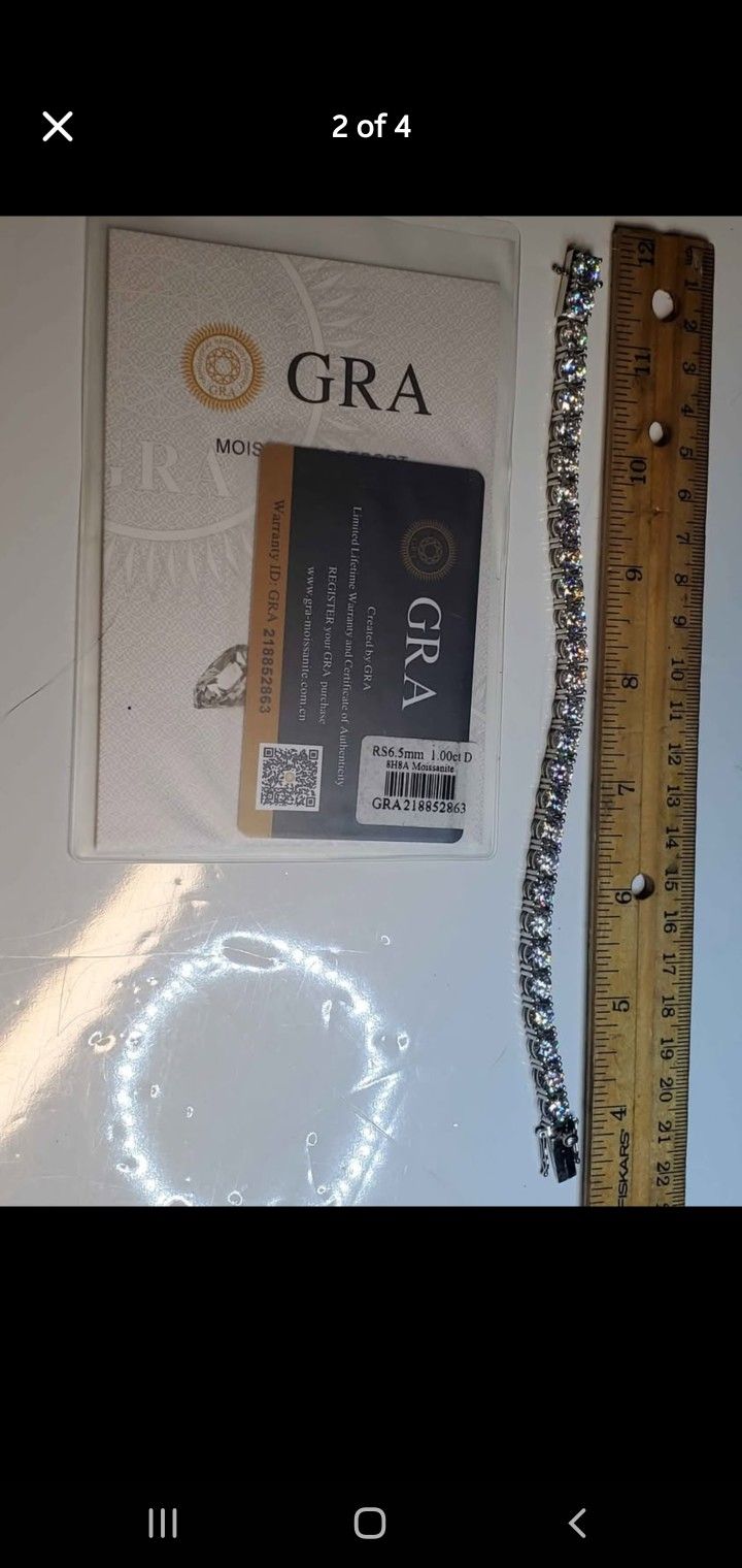8" Inch White Moissanite VVS, 925 Sterling Silver Jewelry Passes Diamond Tester, New